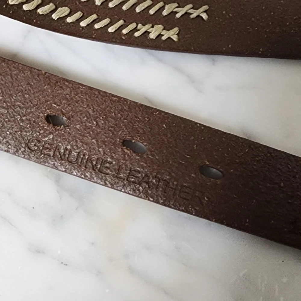 Brown Laced Leather Belt - Women's Size 34/35 Two Tone Western 1